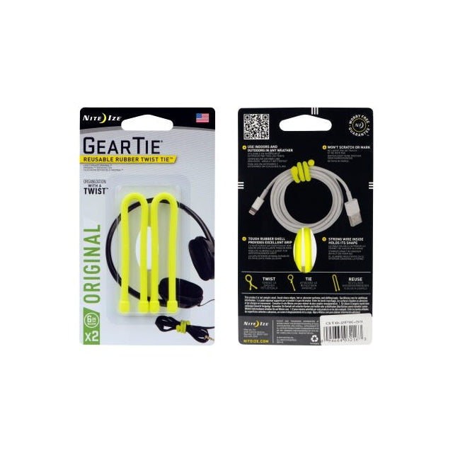 Gear Tie Reusable Rubber Twist Tie 6 in. - 2 Pack