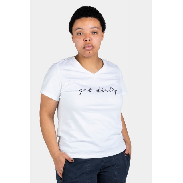 Get Dirty V-Neck Tee - White