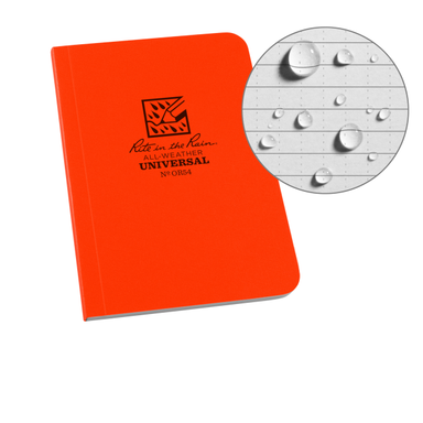 Weatherproof Soft Cover Pocket Notebook, 3.5" x 5", Orange Cover, Universal Pattern (No. OR54)