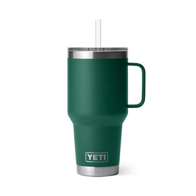 Rambler 35 oz Straw Mug - Black Forest Green