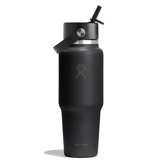 32 oz Wide Flex Straw Travel Bottle - Black