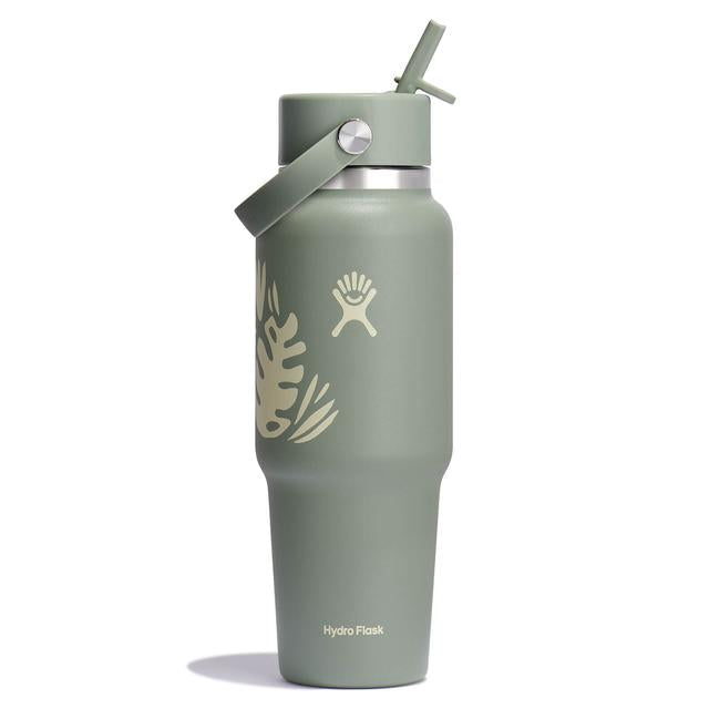 32 oz Wide Mouth Travel Bottle with Flex Straw Cap - Fossil