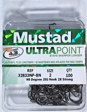 Mustad 32833NP-BN Ultra Point 90 Degree 2X Stron Jig Hooks - Size 8