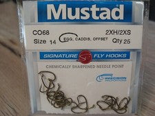 Mustad CO68NP Egg/Caddis Hook, Offset, 2X-Heavy, 2X Short, Forged, Down Eye - Bronze - 25 Per Pack