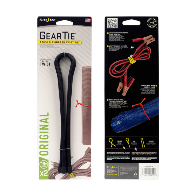 Gear Tie Reusable Rubber Twist Tie 18 in. - 2 Pack