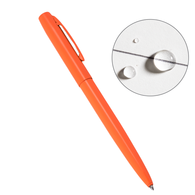 Weatherproof Orange Metal Retractable Ballpoint Pen - Black Ink (No. OR97)